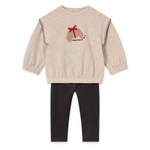 Mayoral Baby Girl Croissant Sweatshirt & Leggings Set ~ Cookie/Black