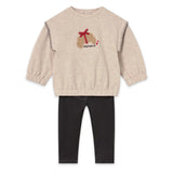 Mayoral Baby Girl Croissant Sweatshirt & Leggings Set ~ Cookie/Black