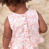 Play Up Baby Zebra Print Sleeveless Woven Top & Ruffle Shorts Set ~ Peach