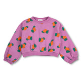 Bobo Choses Girls Tangerine Print Cropped Sweatshirt ~ Purple