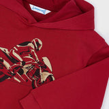 Mayoral Boys Embossed Graphic Hoodie ~ Red