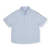 Mayoral Boys s/s Striped Button Down Shirt ~ Powder Blue/White