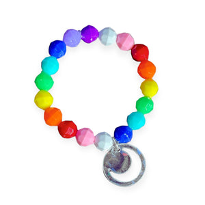 Sadie's Moon Rainbow Bead Charm Bracelet ~ Iridescent Moon