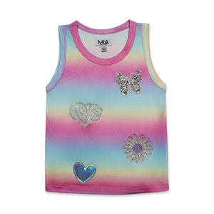 MIA New York Icon Tank Top & Studded Skort Set ~ Rainbow/Silver