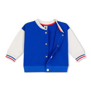 Petit Bateau Baby Varsity Jacket ~ Cobalt/Cream