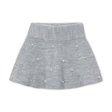 Mayoral Girls Knit Sweater & Skirt Set w/ Pearls 7-12 ~ Mixed Grey