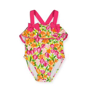 Mayoral Baby Girl Printed Swimsuit ~ Magenta Floral