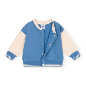Petit Bateau Baby Varsity Jacket ~ Blue/Cream