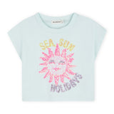 Billieblush Sequin Sun Graphic Boxy s/s T-shirt ~ Sea Green