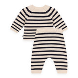 Petit Bateau Striped Knit Sweater & Pants Set ~ Navy/Cream