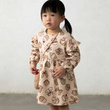 Mayoral Baby Girl Pastries Print Dress w/ Croissant Bag ~ Light Khaki