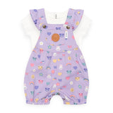 Huxbaby Emoji Short Overalls & Ribbed T-Shirt Set ~ Orchid/Almond Milk