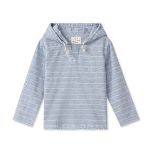 Me & Henry St. Ives Gauze Hooded Top ~ Chambray Textured Stripe
