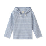 Me & Henry St. Ives Gauze Hooded Top ~ Chambray Textured Stripe