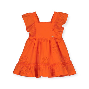 Mayoral Baby Girl Eyelet Ruffle Dress ~ Tangerine