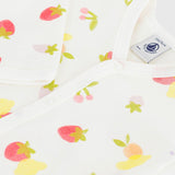 Petit Bateau Front Snap Tutti Frutti Print Footie ~ White Multi