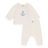 Petit Bateau Knit Anchor Sweater & Pants Set ~ White