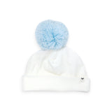 Oh Baby! Pom Hat ~ Cream/Sky Blue