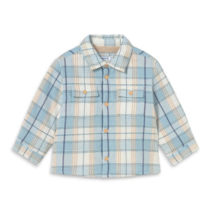 Mayoral Baby Boy Sherpa Lined Check Overshirt ~ Blue