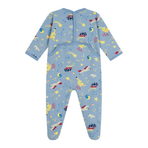 Petit Bateau Back Snap Constellation Print Footie ~ Blue Multi