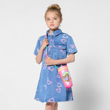 Billieblush Denim Heart Print Dress ~ Denim Blue