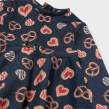 Mayoral Baby Girl Pretzels Print Neoprene Dress ~ Navy