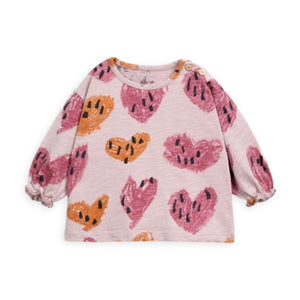 Play Up Baby Heart Print l/s T-Shirt & Corduroy Dress Set ~ Rose/Beetroot