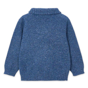 Mayoral Boys Knit Zip Sweater ~ Heathered Indigo