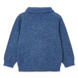 Mayoral Boys Knit Zip Sweater ~ Heathered Indigo