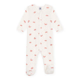 Petit Bateau Front Snap Crab Print Footie ~ White Multi