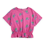 Bobo Choses Funny Snail Woven Blouse & Skirt Set ~ Fuchsia