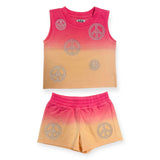 MIA New York Ombre Sleeveless Sweatshirt & Shorts Set ~ Peace/Coral