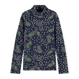Scotch & Soda Girls Printed High Neck Top and Tulle Layered Skirt Set ~ Leaves/Night