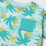 Mayoral Baby Boy Croco Palm Print T-shirt & Soft Cargo Shorts Set ~ Aquamarine/Lemon