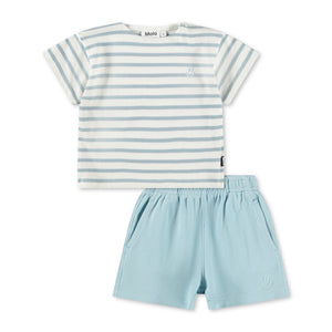 Molo Baby Eivor s/s Tee & Seppo Shorts Set ~ Stream Stripe/Stream
