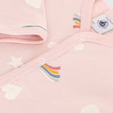 Petit Bateau Front Snap Shooting Stars Print Footie ~ Pink Multi