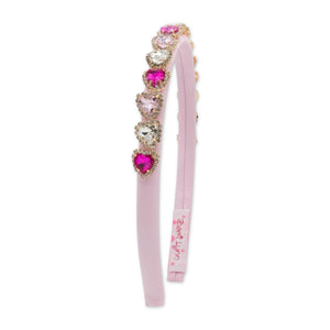 Bari Lynn Thin Satin Jewel Heart Headband