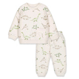 Mayoral Baby Boy Dinos Print Sweatshirt & Sweatpants Set ~ Light Taupe