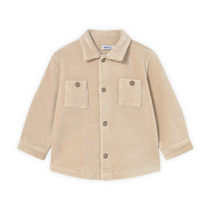 Mayoral Baby Boy Ribbed Velour Button Down Shirt ~ Cereal