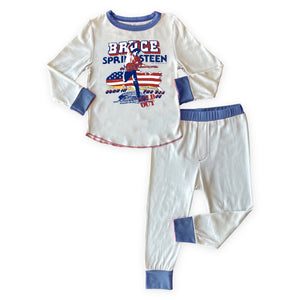 Rowdy Sprout Bruce Springsteen Born in the USA l/s Pj Set ~ White/Blue