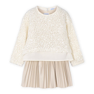 Mayoral Girls Sequin 2 Piece Dress ~ Sand
