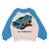 Rock Your Kid Car Enthusiast Raglan Sweatshirt ~ Cream/Blue