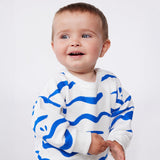 Petit Bateau Baby Waves Print Sweatshirt ~ White/Blue