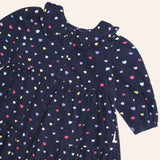 Huxbaby Hearts Corduroy Collar Dress ~ Ink Multi