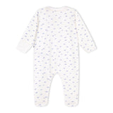 Petit Bateau Front Zip Cloud Print Footie w/ Collar ~ White/Blue