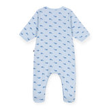 Petit Bateau Front Snap Whale Print Footie w/ With Attached Bodysuit ~ Blue