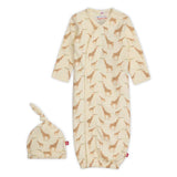 Magnetic Me Organic Cotton Magnetic Gown & Hat Set ~ Jolie Giraffe Cream