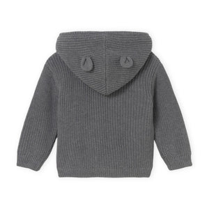 Mayoral Baby Boy Sherpa Lined Knit Zip Hoodie ~ Graphite