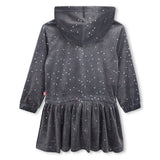 Billieblush Embellished Velvet l/s Hooded Dress ~ Charcoal