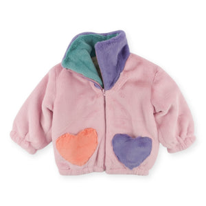Oh Baby! Love Hearts Pockets Faux Fur Jacket ~ Cotton Candy